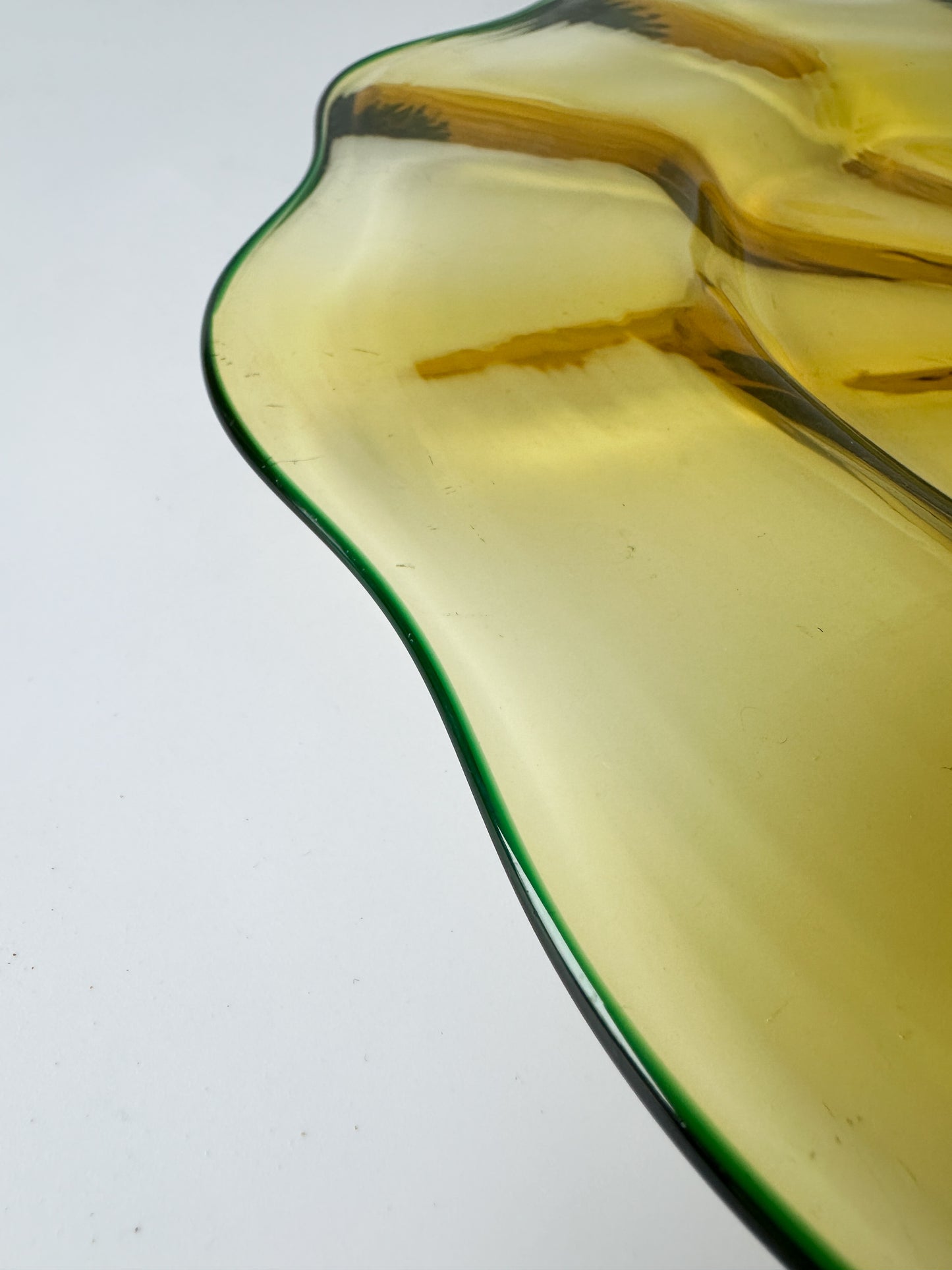 Victor Durand Yellow and Green Optic Ribbed Glass Dish