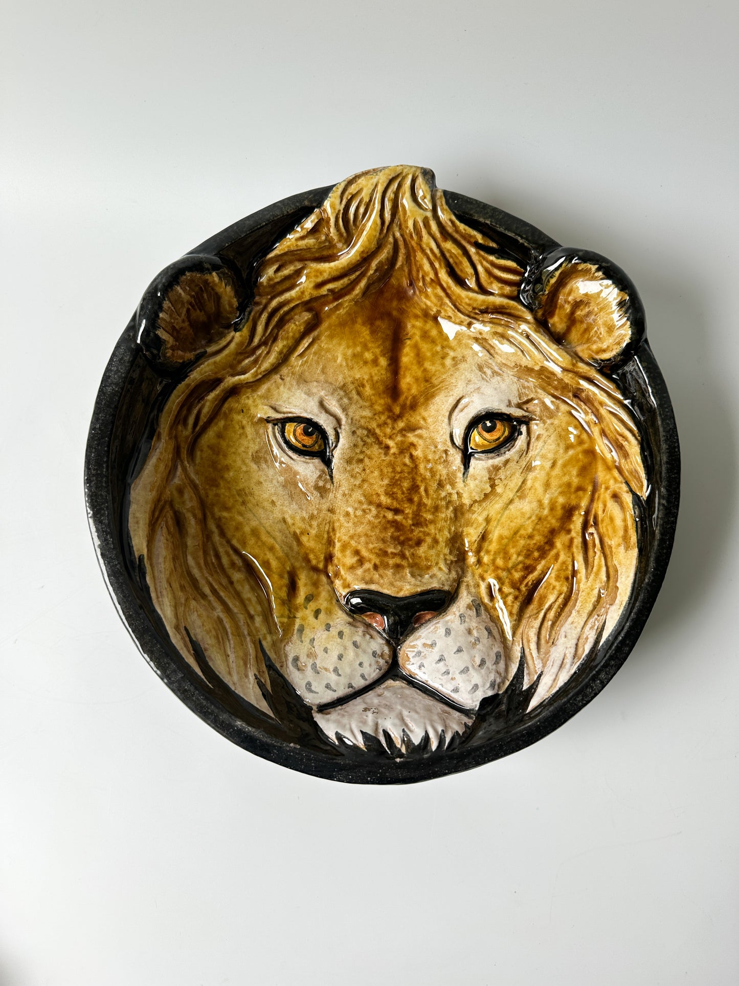 Vintage Lion Terracotta Bowl Made in Italy #1