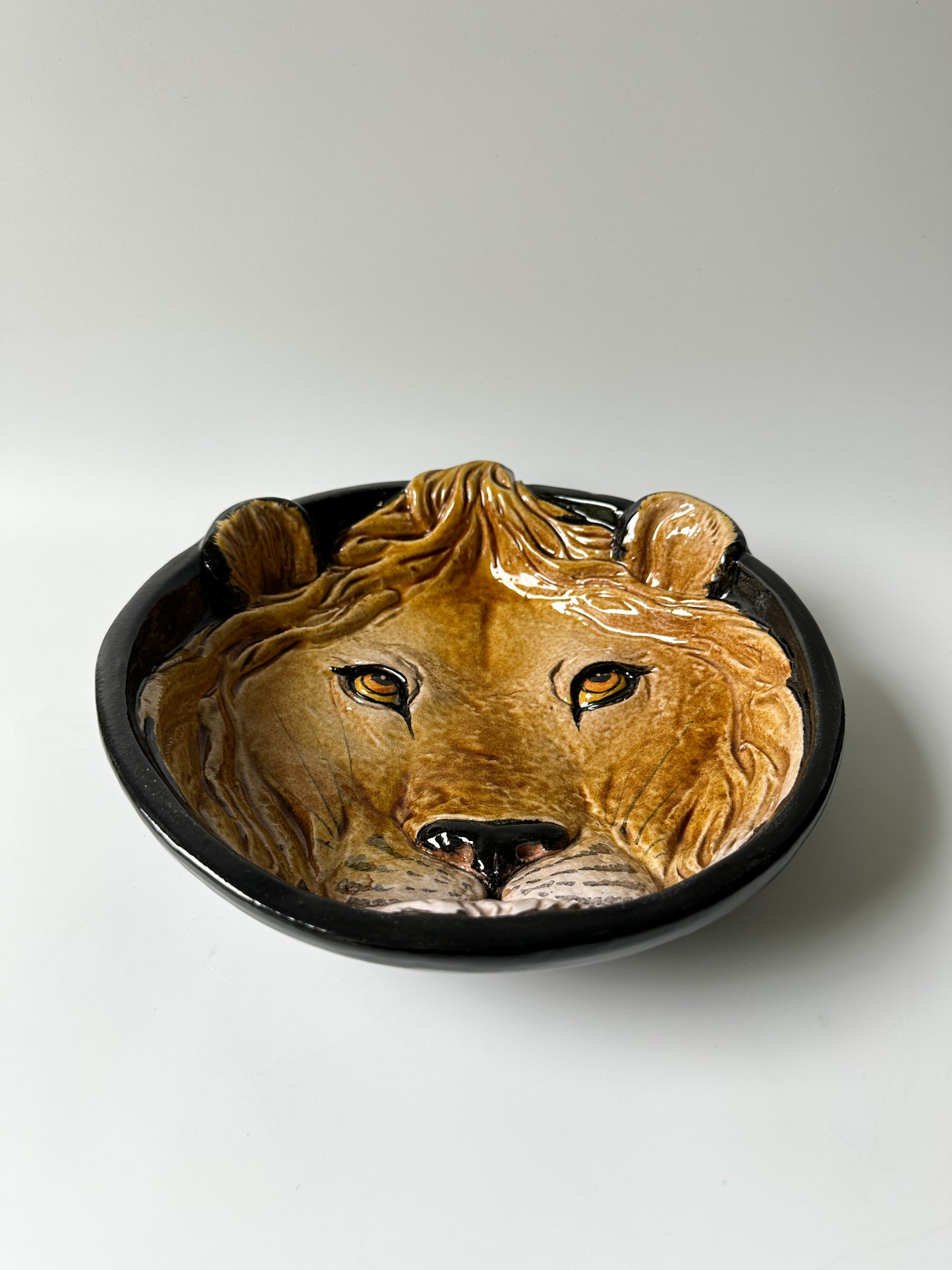 Vintage Lion Terracotta Bowl Made in Italy #3